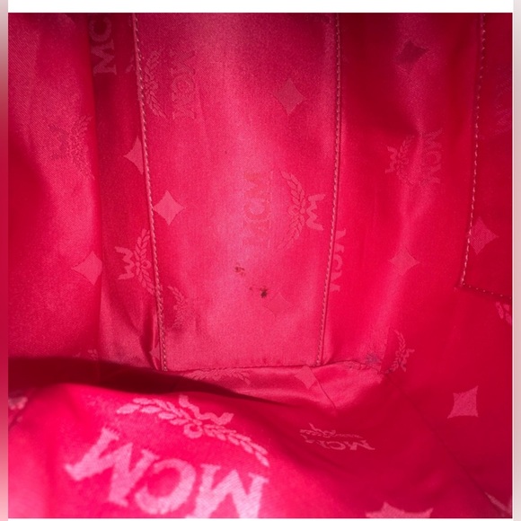 MCM bag Brown/Tan Leather Satchel Purse MCM Visetos Leather w/ Stripe  *REHAB** - Picture 7 of 12